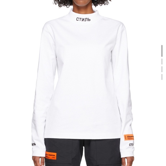 HERON PRESTONWhite Roll Neck Style Turtleneck